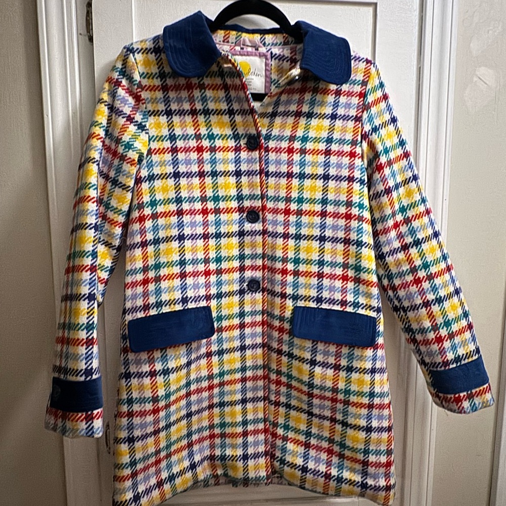 Mini Boden Multicolor Plaid Kids Coat